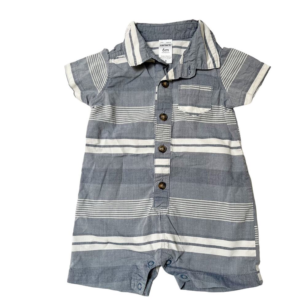 Carter's Striped Button Up Romper Size 6m